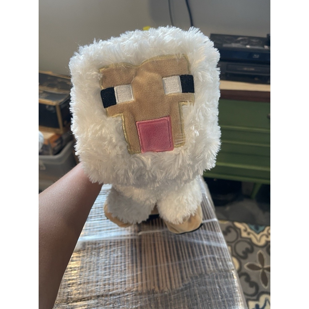 Minecraft White Sheep Lamb Plush 16" Stuffed Animal Water Sheep EUC